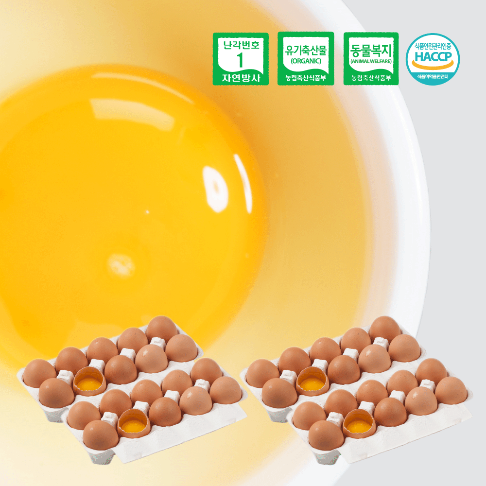 [대란 10구 4세트] 유기농 동물복지 자연방사 유정란 40알