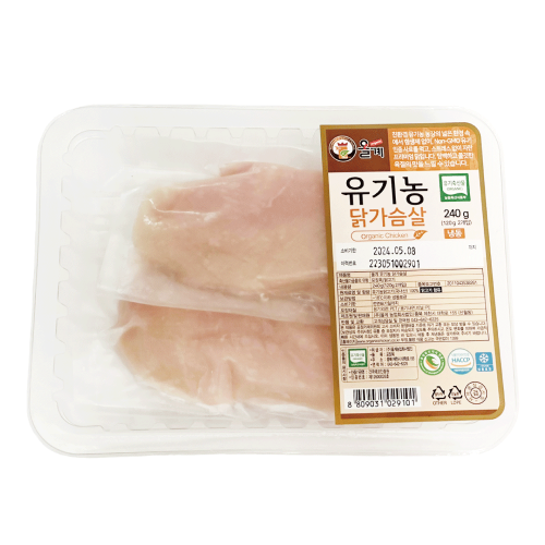 유기농 닭가슴살 [냉동] 소포장 240g